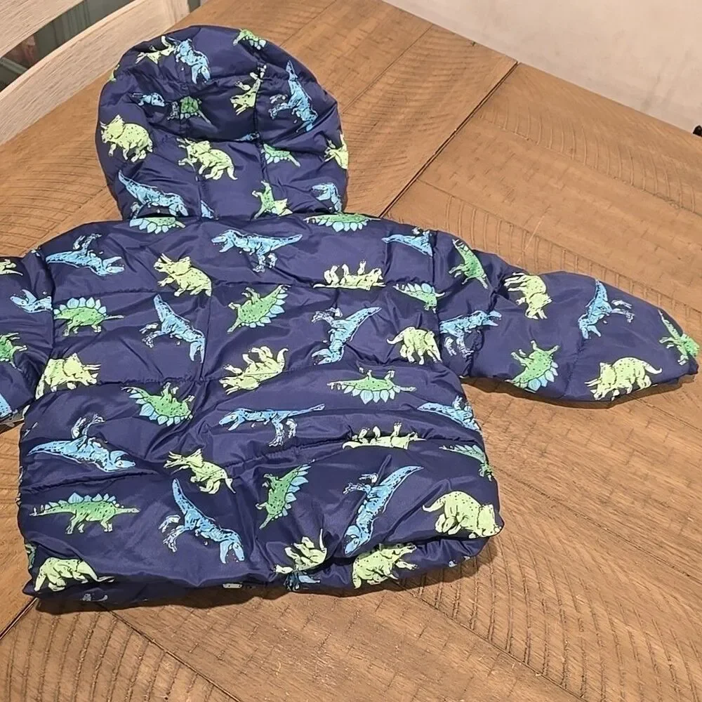 OLD NAVY Dinosaur Printed Quilted Puffer Jacket 2T 30 - 33 Lbs NWT